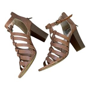 XOXO Brown Strappy Heeled Sandals Women’s Size 6.5